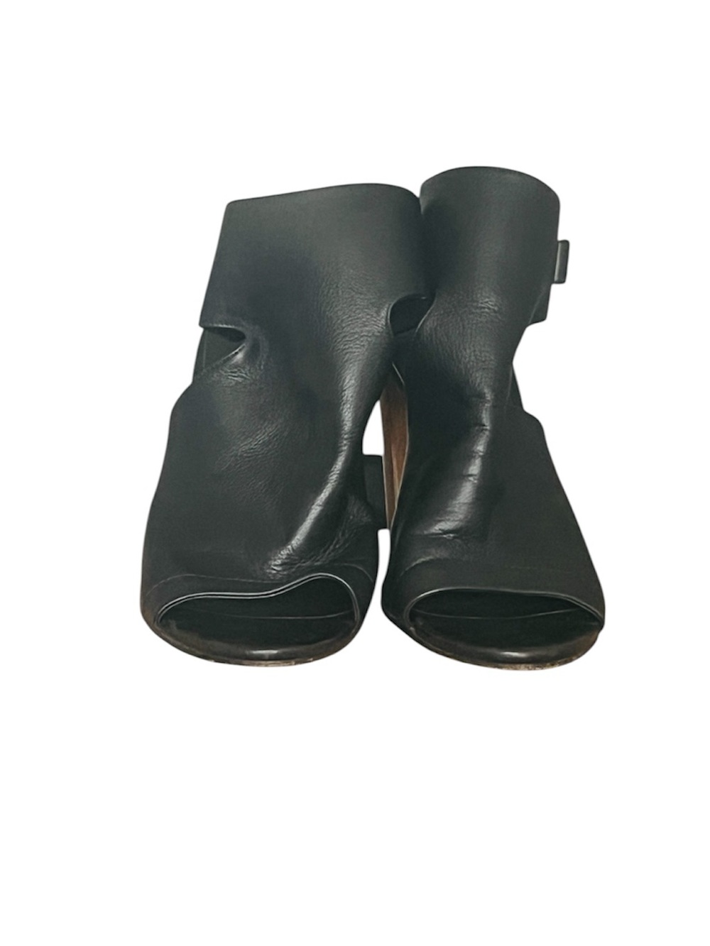 Vince Addie BLK Leather Open Toe High Heel Sandals SZ 10 Cutout Office Casual - Picture 3 of 11